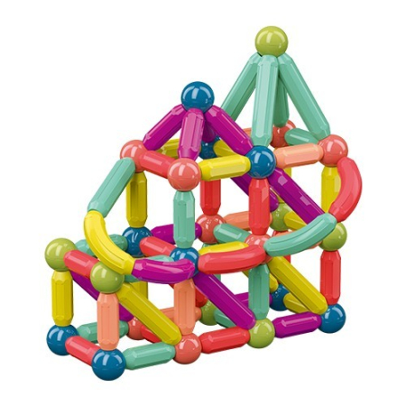 Jucării educative - Set 36 piese magnetice de constructie, Forme geometrice, Multicolor