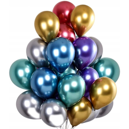 Cadouri și sărbători - Set 50 Baloane din Latex Chrome, Model Party, 23 cm, Multicolor, 2.2 g