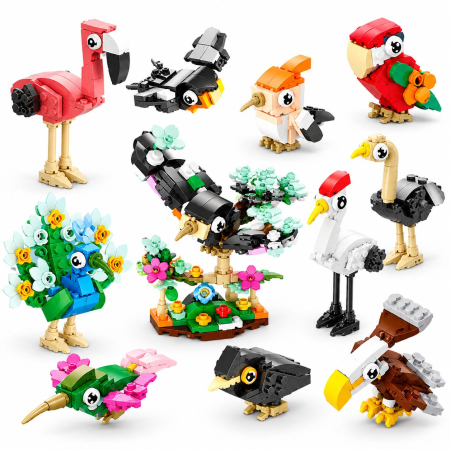 Jucării - Set de Constructie, Model Pasari 10 in 1, 309 Piese, 10 Modele, 6+, 15x11.5x9.5 cm, Multicolor