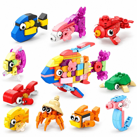Jucării - Set de Constructie, Model Pesti 10 in 1, 305 Piese, 10 Modele, 6+, 12.7x4.6x8 cm, Multicolor