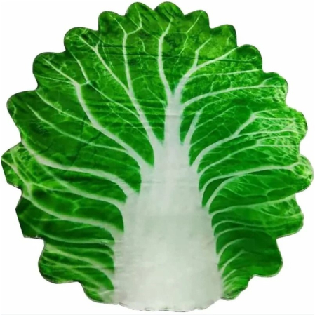 Bebeluși - Set patura flanel si caciula, forma frunza de salata, pentru nou-nascuti, material poliester, 85 cm, verde
