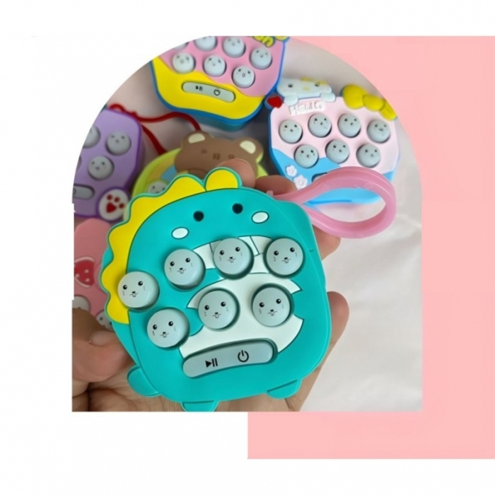 Jucarie interactiva Pop It Gopher cu lumini si muzica, tip breloc, model dinozaur, material silicon si ABS - Copie [3]