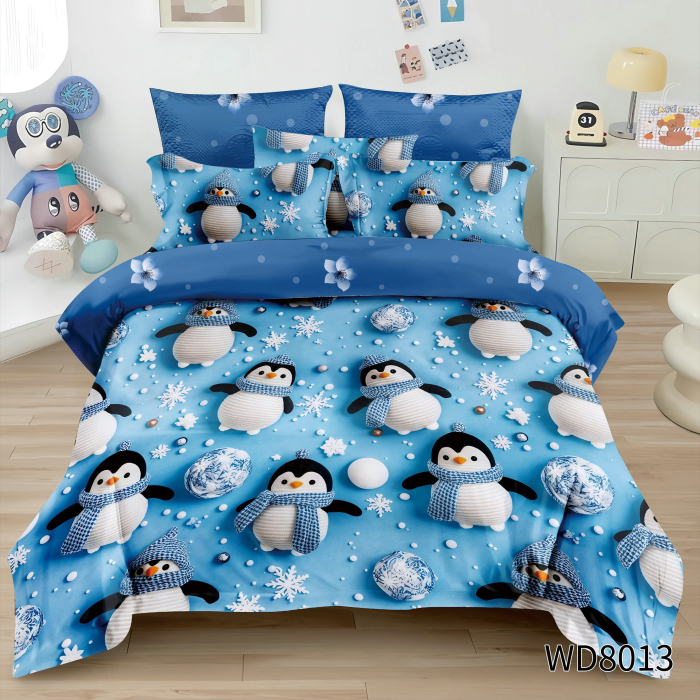 lenjerie-pat-finet-5d-albastru-pinguini-wd8013  lenjerie-pat-dublu-4-piese-finet-5d  lenjerie-pat-cu-elastic-copii  set-lenjerie-pat-finet-5d-wd8013 [2]
