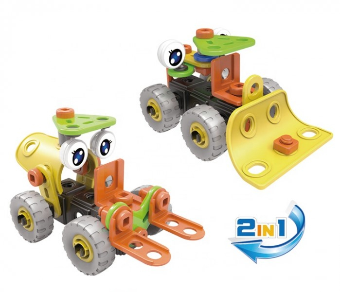 Set de constructie 2 in 1 buldozer si stivuitor, 46 piese [2]