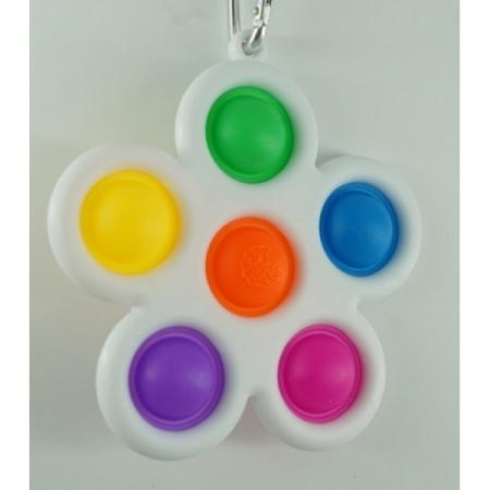 Lichidare stoc copii - Breloc Dimple  Floare Cu 6 Buline, Alb/Multicolor