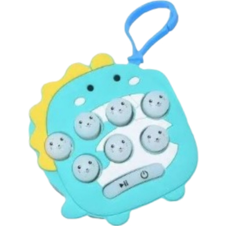Lichidare stoc copii - Jucarie interactiva Pop It Gopher cu lumini si muzica, tip breloc, model dinozaur, material silicon si ABS - Copie