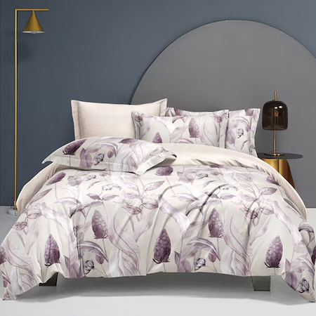 Lenjerii uni - lenjerie pat finet premium Pucioasa model floral natural