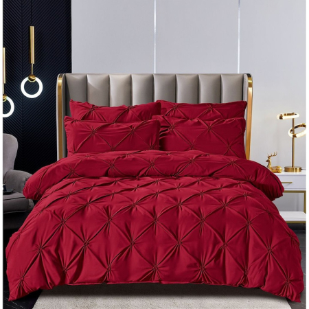 Lenjerii uni - lenjerie Visiniu jojo home 6 piese  lenjerie finet premium roșie  lenjerie pat luxury red  set lenjerie rosie jojo