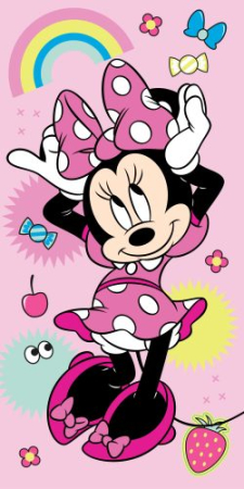 Lichidare stoc copii - Prosop de plaja din bumbac, 140 x 70 cm cu imprimeu Minnie Mouse