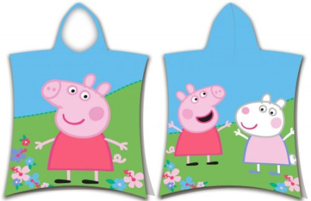 Lichidare stoc copii - Prosop de plaja tip poncho Peppa Pig, 50 x 115 cm