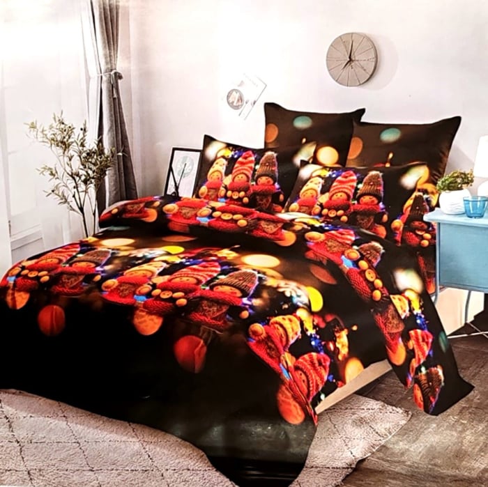 lenjerie craciun pitici lenjerie pat sarbatori 6 piese lenjerie craciun finet negru set lenjerie pitici iarna lenjerie lumini bokeh craciun [1]