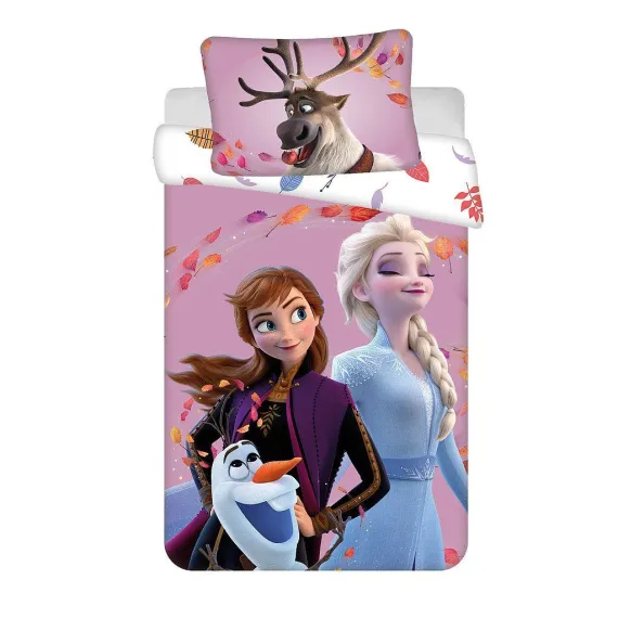 lenjerie copii frozen  set lenjerie bumbac anna elsa  lenjerie pat copii disney  lenjerie Olaf Elsa Anna  lenjerie copii roz frozen [2]