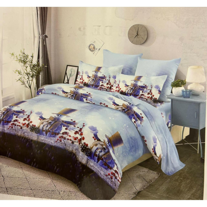 lenjerie craciun om zapada  lenjerie finet albastra om de zapada  lenjerie sarbatori 6 piese  set lenjerie iarna om zapada  lenjerie pat craciun finet [1]