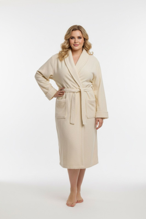 Halat de Baie bej– Față  Halat Unisex Bumbac Verde Mint – Detalii  Halat Premium Verde Mint – Material Pufos  Halat Verde Mint – Prezentare Baie [2]