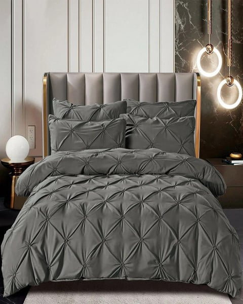 Lenjerie de pat gri cu pliuri – Bumbac Finet, 6 Piese, 2 Persoane [1]