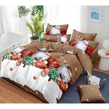 Lenjerii de Craciun - lenjerie pat craciun mos craciun finet premium 6 piese  lenjerie craciun cu elastic 180x200 model mos craciun  set lenjerie pat dublu craciun finet gros  lenjerie mos craciun sarbatori pat dublu  lenjerie pat 6 piese craciun model festiv  lenjerii finet premium craciun pat matrimonial