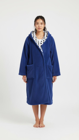 Halat - halat-baie-dama-albastru-gluga-1 halat-pufos-femei-albastru-2 halat-baie-cu-buzunare-3