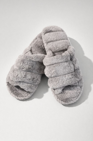 Papuci - papuci-casa-pufosi-gri papuci-dama-gri-interior papuci-pufosi-gri-open-toe papuci-casa-femei-gri