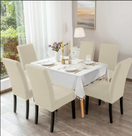 Huse Scaune - huse-scaune-crem huse-scaune-dining-crem huse-scaune-elastice-crem huse-scaune-set-6-crem  ALT TEXT  Huse elastice pentru scaune dining culoare crem set 6 bucăți.