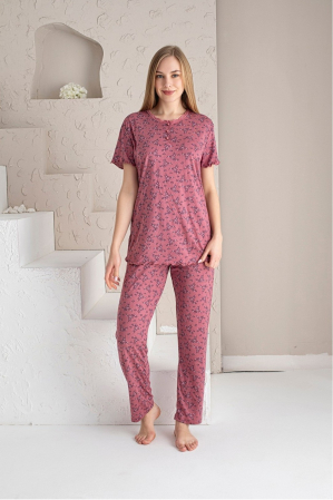 Pijamale - pijama-dama-lunga-roz pijama-dama-floral pijama-dama-bumbac pijama-dama-set