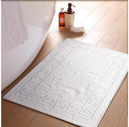 Prosoape - Covoraș de baie alb din bumbac, model amprentă, 50×70 cm