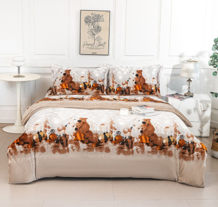 Lenjerii de pat - lenjerie pat cocolino ursuleti  lenjerie iarna cocolino groasa  lenjerie pufoasa 4 piese  cocolino ursuleti 180x200  lenjerie pat calduroasa iarna  set lenjerie groasa cocolino