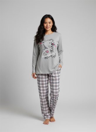 Pijamale - Pijamă damă gri Bear Love – Set 2 piese, bumbac soft