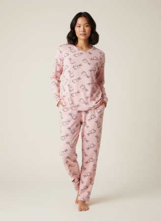 Pijamale - Pijamă damă roz Feather Dream – Set 2 piese, bumbac soft