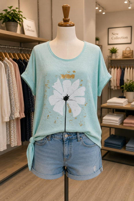 Bluza Roz cu floare imprimată [2]