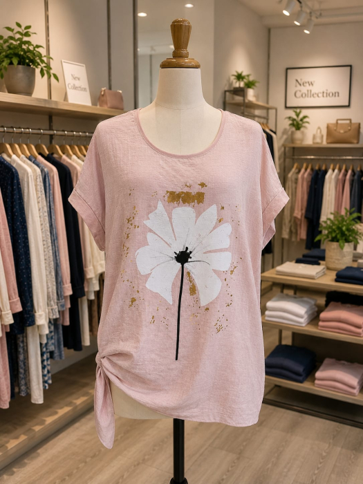 Bluza Roz cu floare imprimată [3]