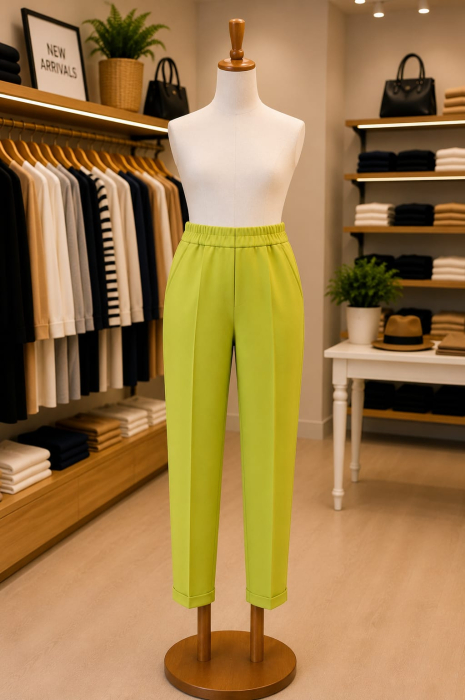 Pantaloni casual cu elastic in talie si buzunare [2]