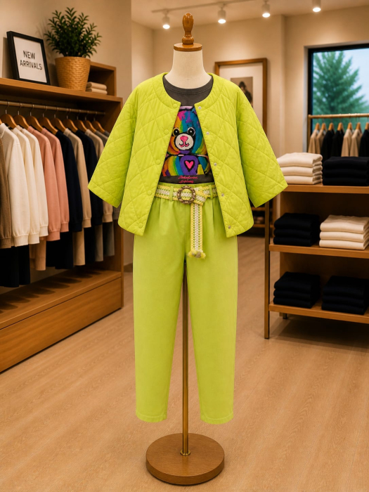 Pantaloni stil pană și curea colorată inclusă [2]