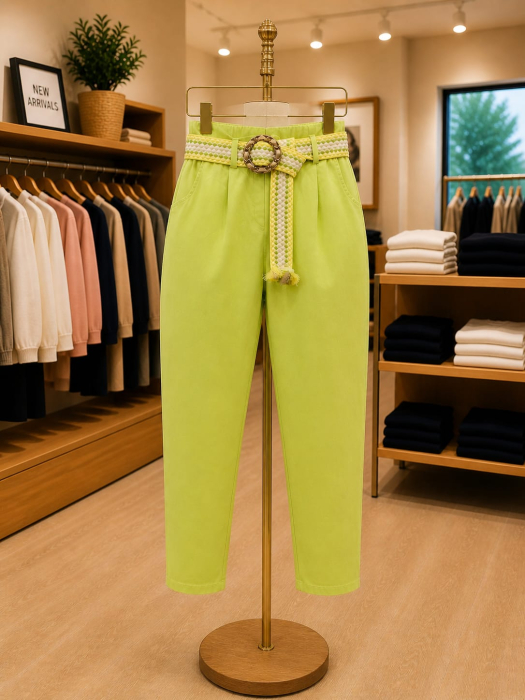 Pantaloni stil pană și curea colorată inclusă [1]
