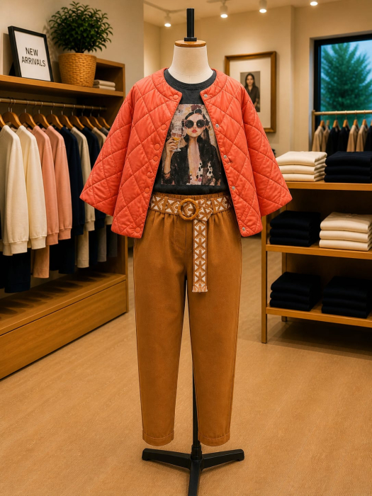 Pantaloni stil pană și curea inclusă [2]