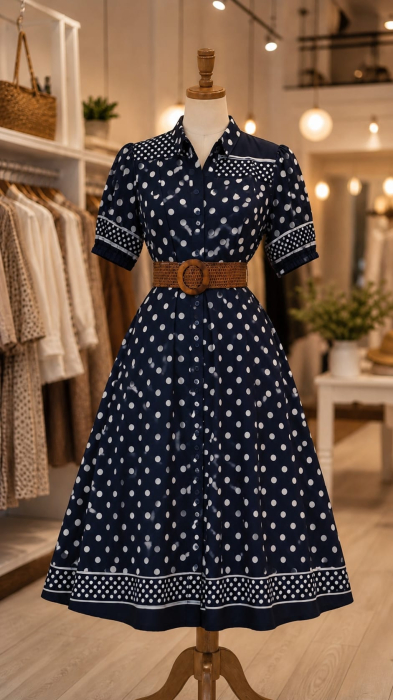 Rochie cu buline si curea in talie [2]