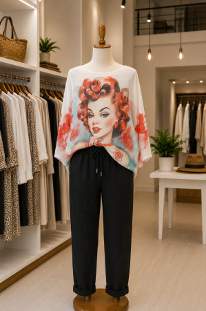 Produse - Bluză multicolora si maneca stil fluture