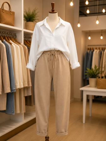 Pantaloni - Pantaloni casual cu pietricele aplicate