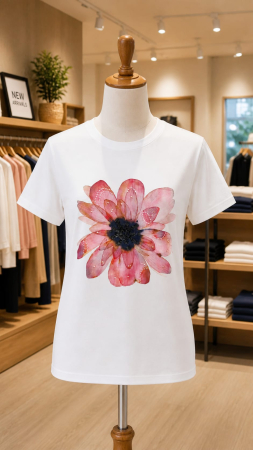 Tricouri - Tricou cu paiete si floare imprimată