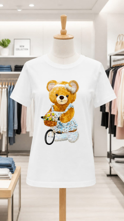 Tricouri - Tricou cu ursulet pe bicicletă