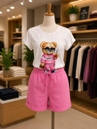 Tricouri - Tricou cu ursuleț roz