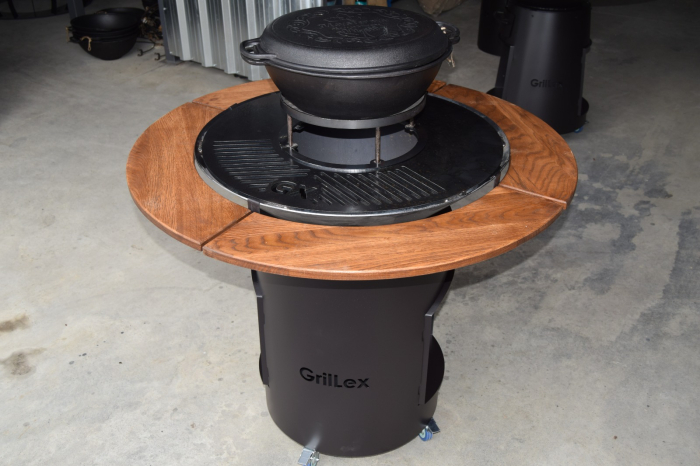 Grătar cu Plită diametru de 80 de cm din Oțel Alimentar de 8 mm și Blat din Lemn Ø120 cm – GrillEx [5]