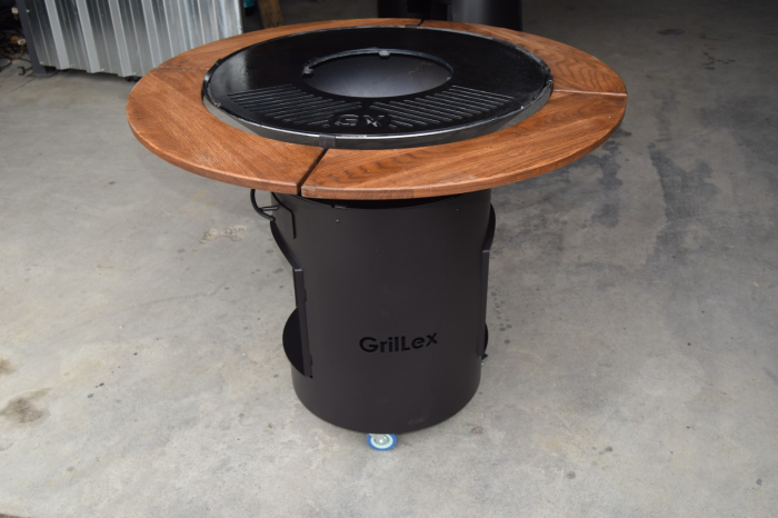 Grătar cu Plită diametru de 80 de cm din Oțel Alimentar de 8 mm și Blat din Lemn Ø120 cm – GrillEx [6]