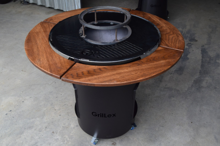 Produse - Grătar cu Plită diametru de 70 de cm din Oțel Alimentar de 8 mm și Blat din Lemn Ø113 cm – GrillEx