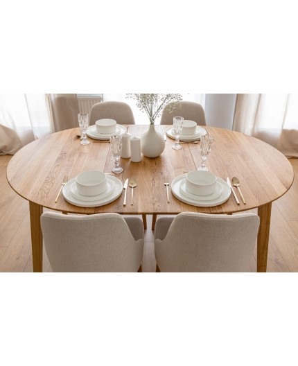Masa rotunda din stejar de la 110 cm la 160 cm Orbetello extensibila [3]