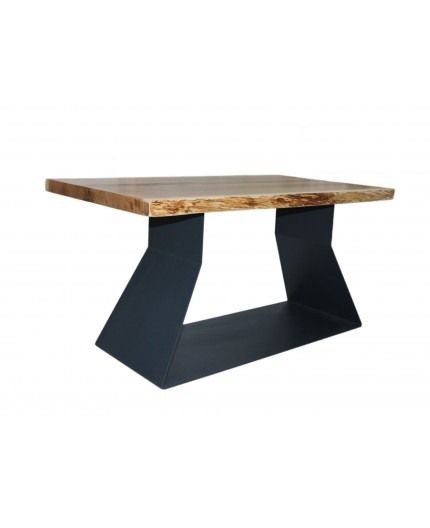 Masuta de cafea Ambient blat stejar cu margine naturala/ metal [2]