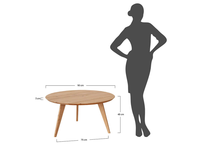 Masuta de cafea din stejar Orbetelo masa rotunda 90 cm [6]