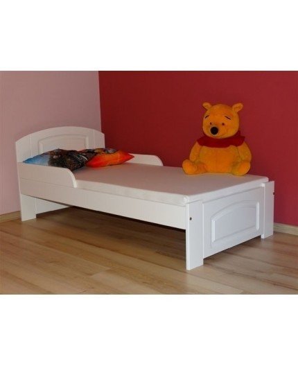 Pat pentru copii Bili alb din lemn de pin 180 x 80 , cu saltea inclusa si sertar [2]