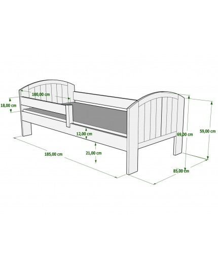 PAT PENTRU COPII MIKO ALBASTRU DIN LEMN DE PIN 180 X 80 CM CU SALTEA INCLUSA SI SERTAR ALB [3]