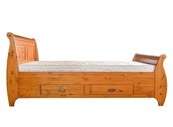 Pat Toscana, Lemn masiv de pin, cu 4 sertare, Rustic [3]