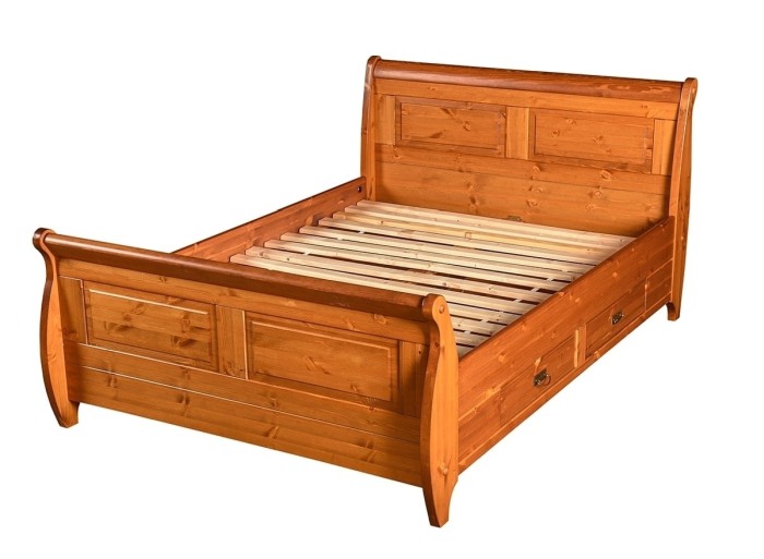 Pat Toscana, Lemn masiv de pin, cu 4 sertare, Rustic [4]
